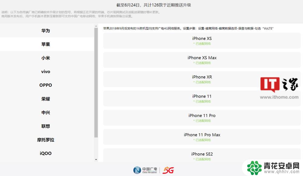 怎么查看手机适配广电 iPhone XS及以上在中国广电移动网络的支持情况